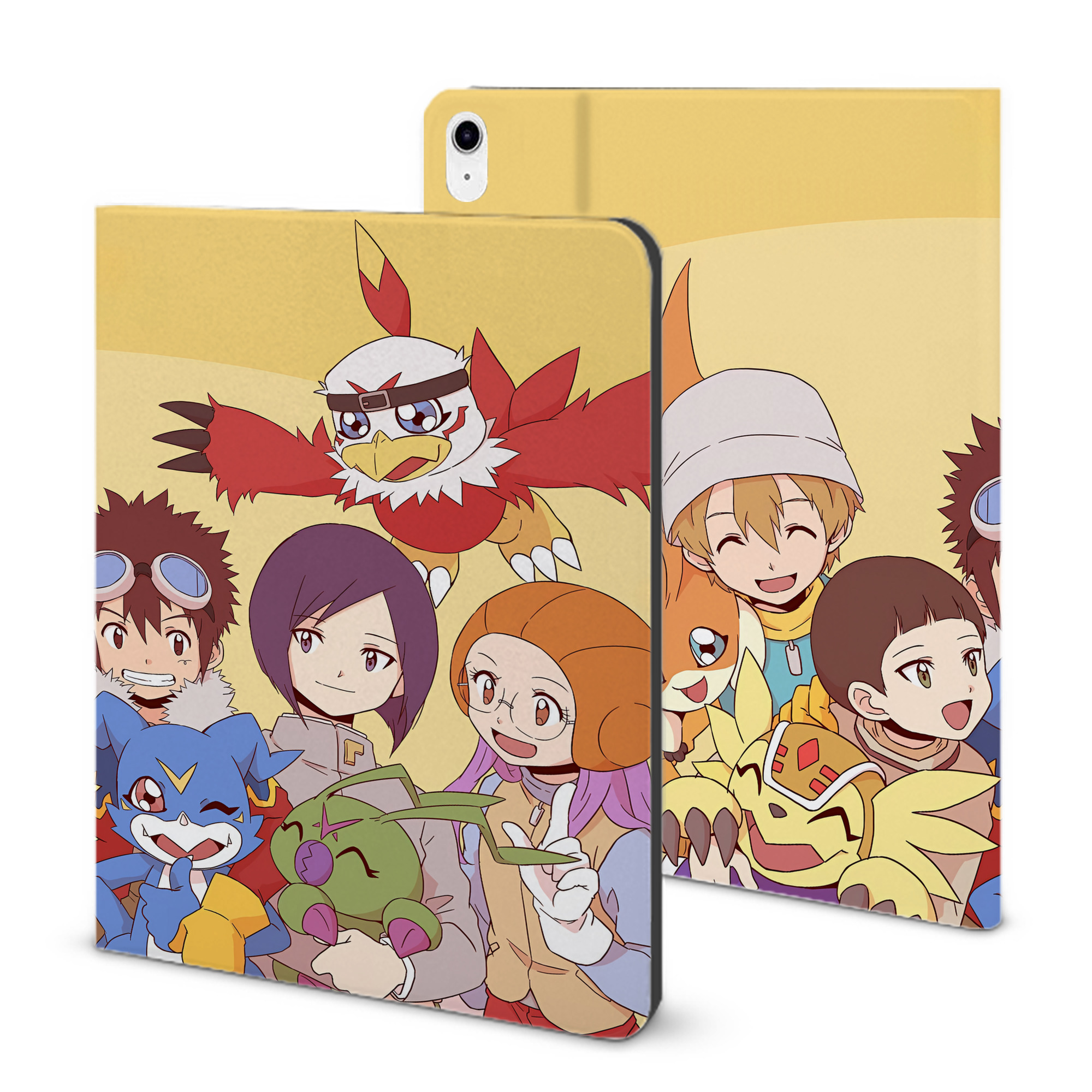 （画像用） Digimon デジタルモンスター/デジモン IPad ケース ブック型 PUレザー TPU 耐衝撃 軽量 薄型 ペン収納なし 全面保護 IPad 各モデル対応